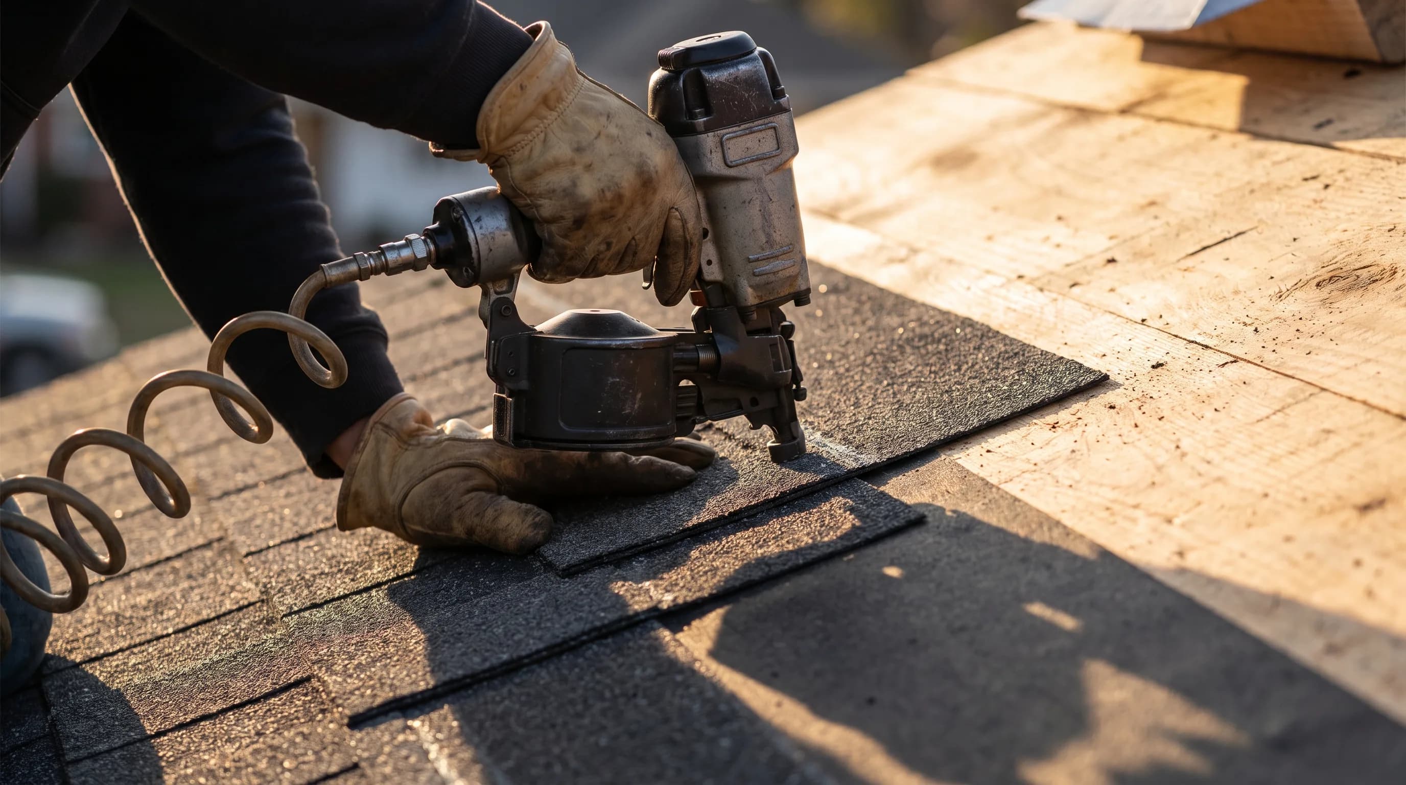Precision shingle installation on a new Mann roof